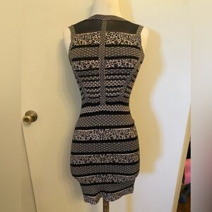 Gianni Bini Black and Cream Sleeveless Bodycon Mini Dress